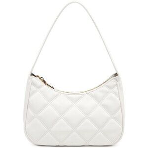Women’s White Lg Cute Hobo Tote Handbag Mini Clutch Purse with Zipper Closure